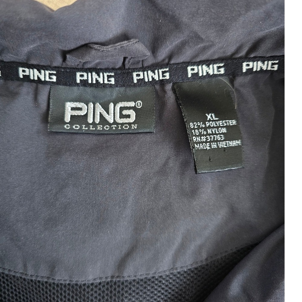 Ping Collection Mens XL Golf Windshirt Short Sleeve Pullover Black Snap Neck - Picture 6 of 8